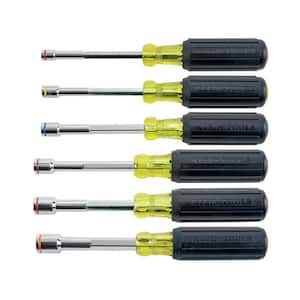 6- Piece Heavy Duty Nut Driver Set with 4 in. Full Hollow Shaft - Cushion Grip Handles