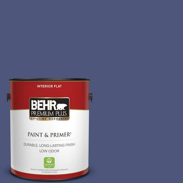 BEHR PREMIUM PLUS 1 gal. #620D-7 Deep Indigo Flat Low Odor Interior Paint & Primer