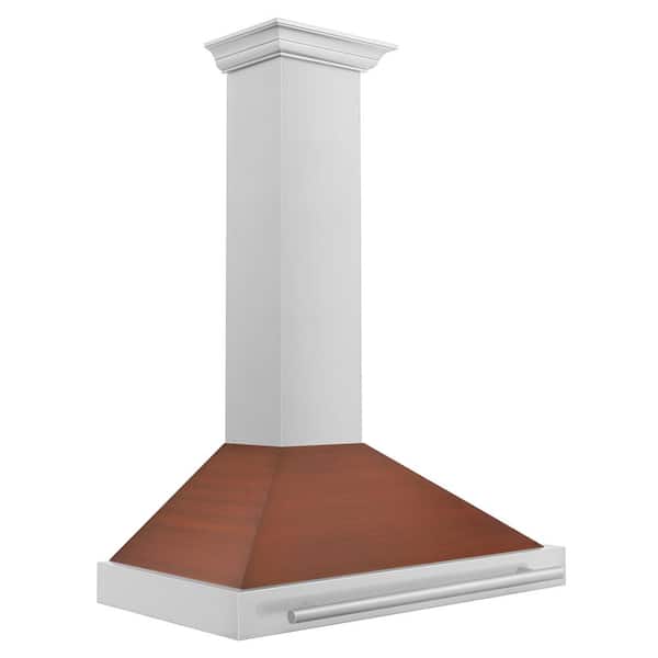36 in. 400 CFM Convertible Wall Mount Range Hood in Stainless Steel with Copper Shell and Stainless Steel Handle