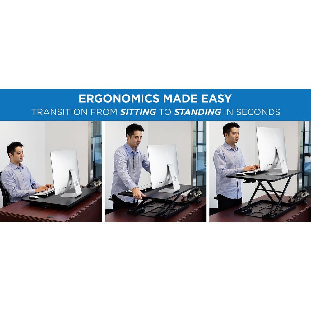 ErgoFlex Ultra Slim 35'' Black Metal Standing Desk Converter