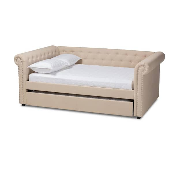 Baxton Studio Mabelle Beige Queen Daybed with Trundle 154 9483 HD