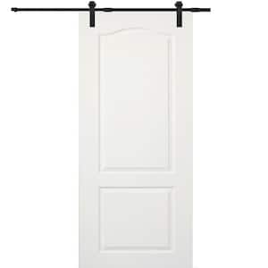 32 in. x 80 in. Primed Princeton Smooth Surface Solid Core Door with Barn Door Hardware Kit