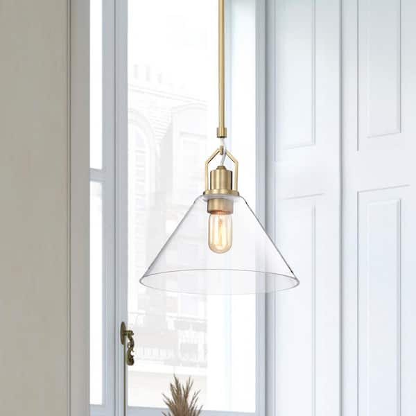 Aria 10 Clear Globe Pendant, Satin Brass, Ceiling