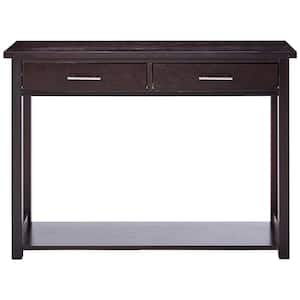 42 in. Espresso Standard Rectangle Wood Console Table with Drawers