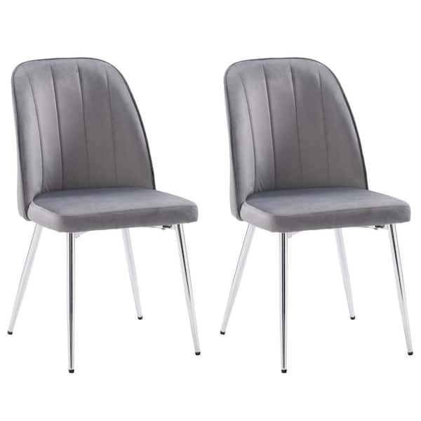 CorLiving Nash Gray Velvet Channel Tufted Side Chair (Pair of 2)
