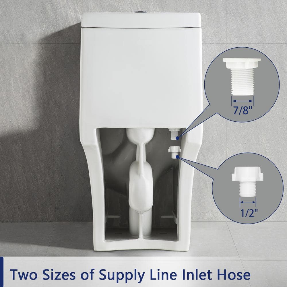 White Ceramic Dual-Flush Elongated One-Piece Toilet with Soft-Close Seat
