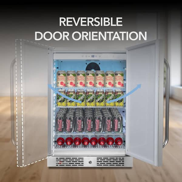 Whynter - 5.3 cu ft Built-In Outdoor/Indoor Refrigerator Cooler 24 in. Stainless Steel 80 Can Freestanding Waterproof Energy Star