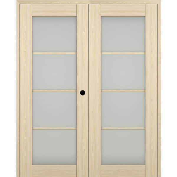Belldinni Vona 48"x 80" Left Hand Active 4-Lite Frosted Glass Loire Ash Wood Composite Double Prehung French Door