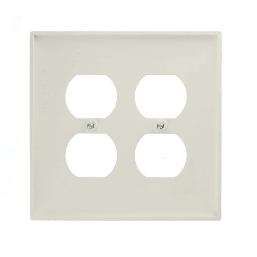 White Thermoplastic 2-Gang Duplex Receptacle Wall Plate