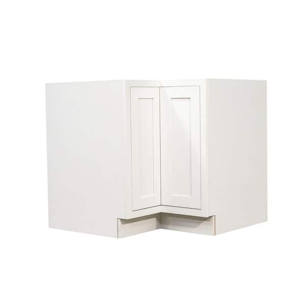 37 in. W x 25 in. D x 34.5 in. H Plywood Corner Lazy Susan Base with Shelf in Beige