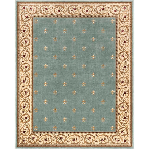 Barclay Fleur De Lis Elegance Traditional Oriental, Light Blue 5 ft. 3 in. x 7 ft. in., Area Rug