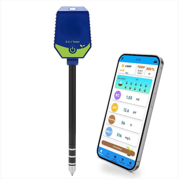 8-in-1 Smart Soil pH Moisture, Garden pH Meter for Hydroponic