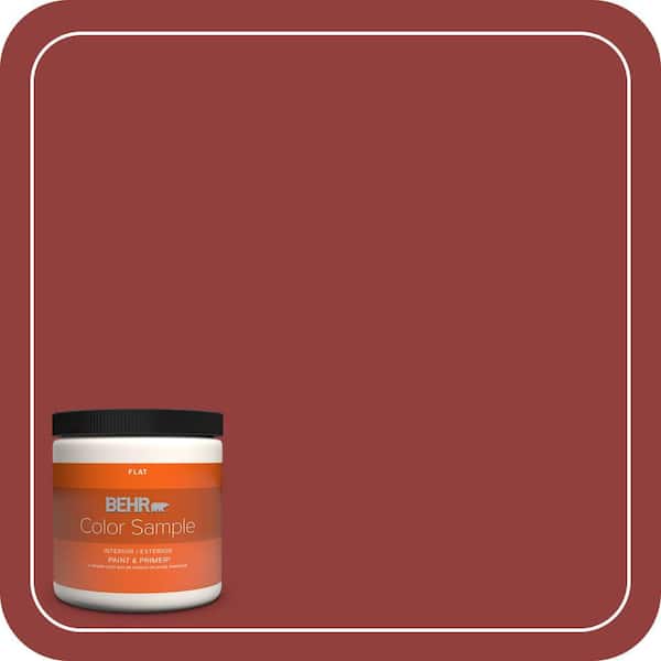 BEHR PREMIUM PLUS 8 oz. #BIC-49 Red Red Red Flat Interior/Exterior Paint & Primer Color Sample