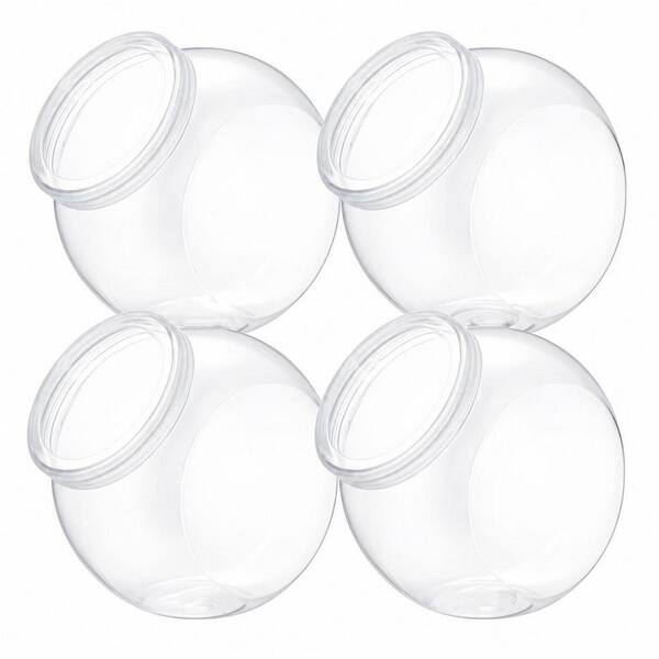 60 oz. Large Capacity Clear Plastic, 4 Piece, Easy Clean Storage, Candy Jar Set for Countertop Snacks and Candy Buffet