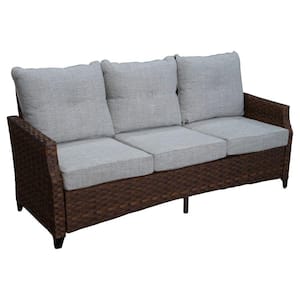 Costa Mesa Aluminum Outdoor Brown Couch with Cushion