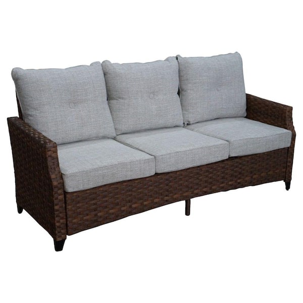 Courtyard Casual Costa Mesa Aluminum Outdoor Brown Couch with Cushion