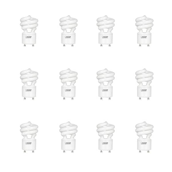 60-Watt Equivalent T3 Spiral Non-Dimmable GU24 Base CFL Compact Fluorescent Light Bulb, Soft White 2700K (12-Pack)