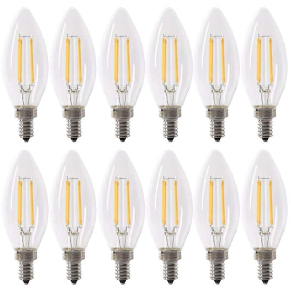 Feit Electric 25-Watt Equivalent (2700K) B10 Dimmable Filament LED Clear Glass Light Bulb, Soft White (12-Pack)