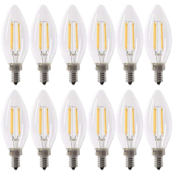 inkt vergroting Aanvrager Feit Electric 100-Watt Equivalent B10 E12 Candelabra Dimmable Filament CEC  Clear Chandelier LED Light Bulb Soft White 2700K (12-Pack)  BPCTC100927CAFIL/2/6 - The Home Depot