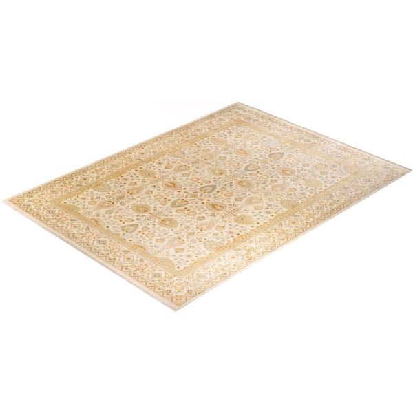 Mogul One-of-a-Kind Traditional Ivory 9 ft. 1 in. x 12 ft. 5 in. Oriental Area Rug