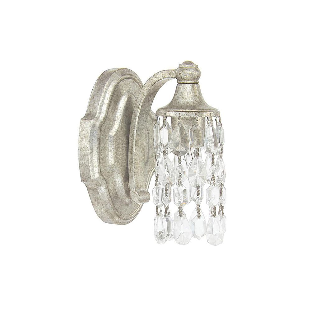 Blakely 5 in. 1-Light Antique Silver Sconce with Crystal Shade price history on PriceWatchPro