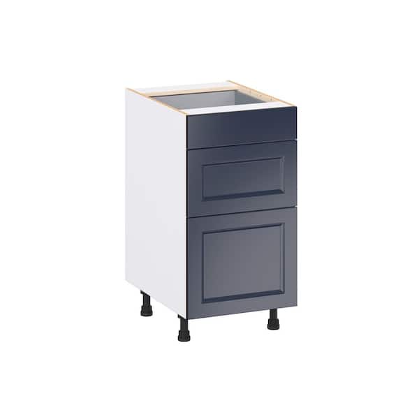 Laramie 18 in. W x 24 in. D x 34.5 in. H Assembled Drawer Base Kitchen Cabinet in Painted Blue with 3 Drawers