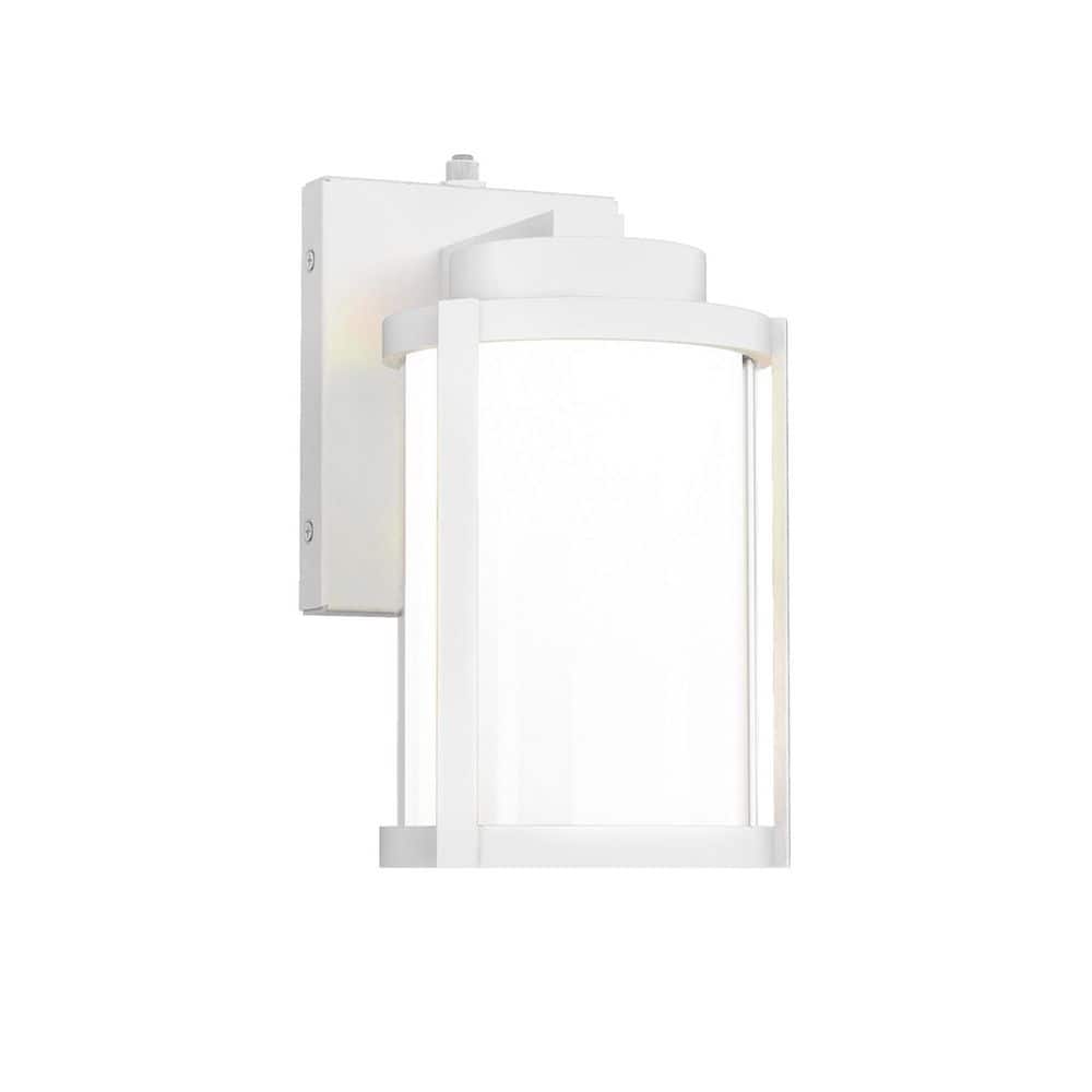Lantern 10 in. White Indoor/Outdoor Hardwired Wall Lantern Sconce with Selectable CCT Integrated LED price history on PriceWatchPro