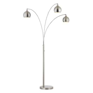 Amore 84 in. 3-Arched LED Floor Lamp with Dimmer, Brushed Steel