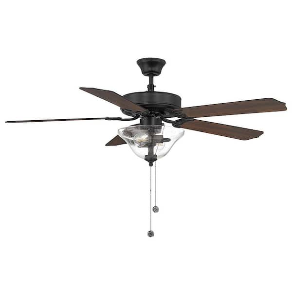 TUXEDO PARK LIGHTING 52 in. Indoor Matte Black Ceiling Fan with
