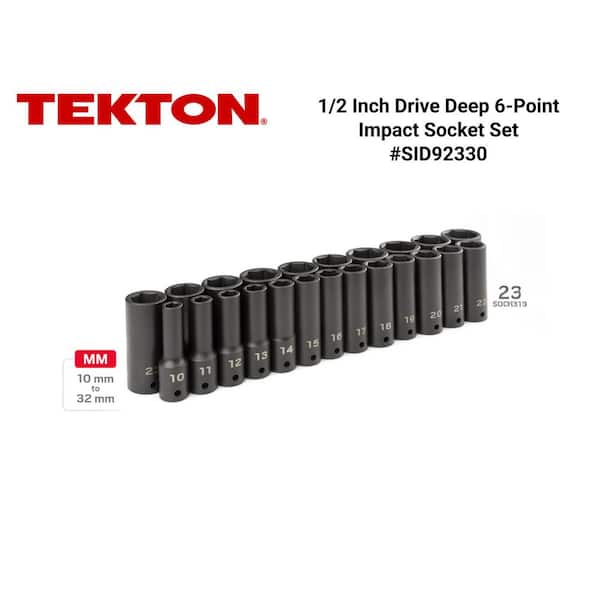 1/2 in. Drive Deep 6-Point Impact Socket Set, 23-Piece (10 mm - 32 mm)