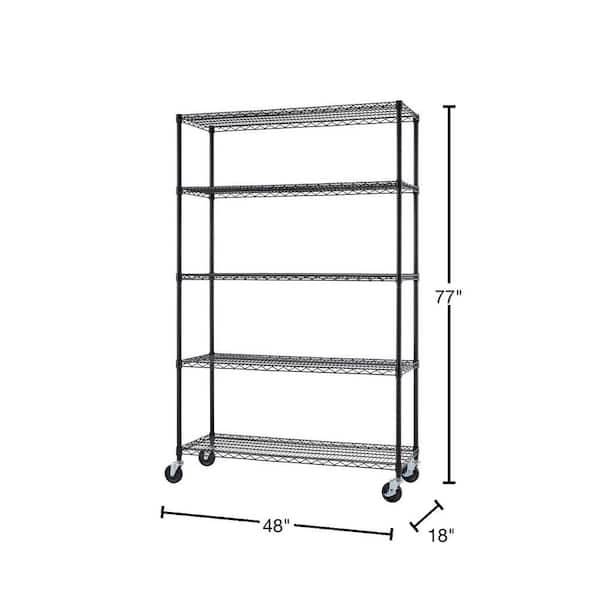 Gcirik 5-Tier Storage Shelves Wire Rack Metal Shelving Unit, Black