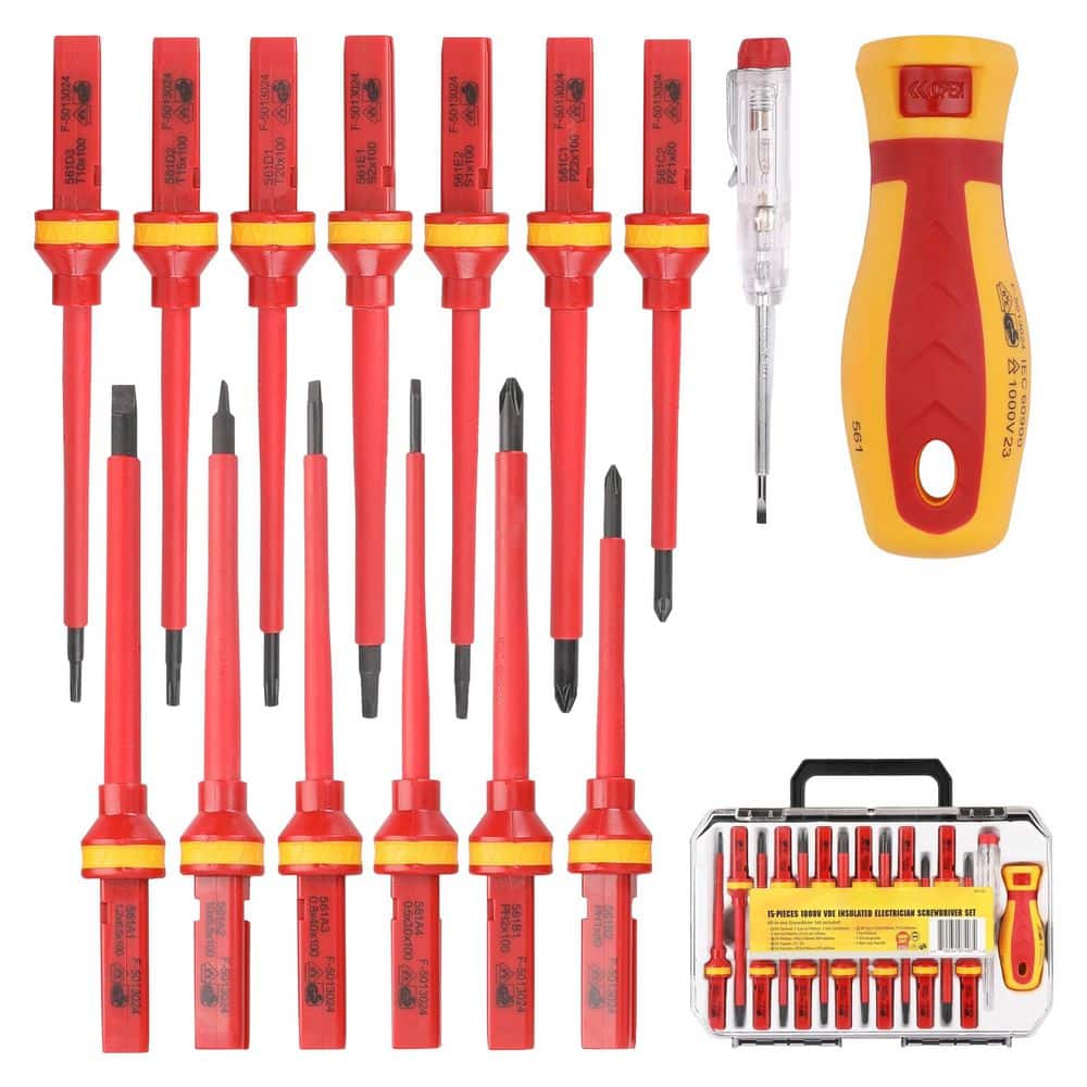 1000V Insulated Screwdriver Set Magnetic Robertson Square Phillips Slotted Pozi Torx Electrician Tool 15-Piece price history on PriceWatchPro