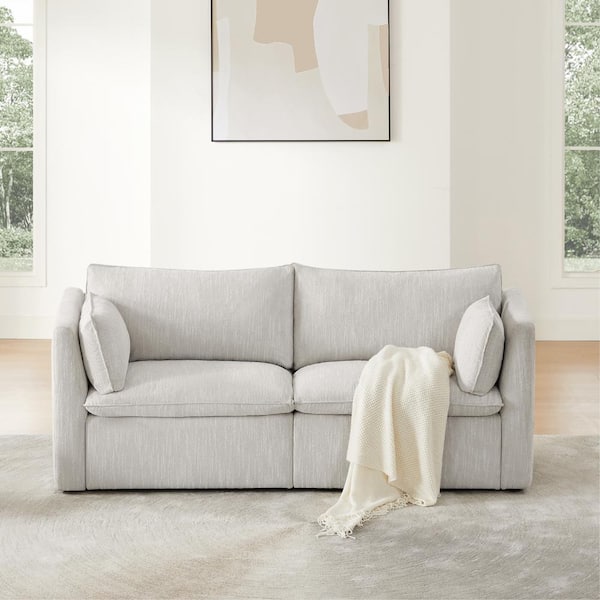 Spruce & Spring Nereidix 80 in. 2-Piece Fabric Modern Sofa Sectional Sofa in Light Grey with Arms for Living Room
