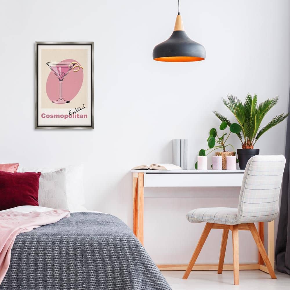 Vintage Cosmo Cocktail by LSR Design Studio Gray Floater Frame Food Graphic Art Print 25 in. x 17 in. price history on PriceWatchPro
