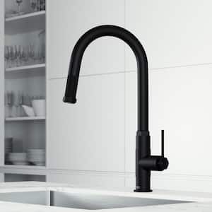 Hart Arched Single Handle Pull-Down Spout Kitchen Faucet in Matte Black