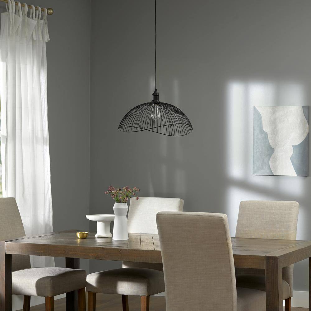20" Matte Black Metal Geometric Pendant Light