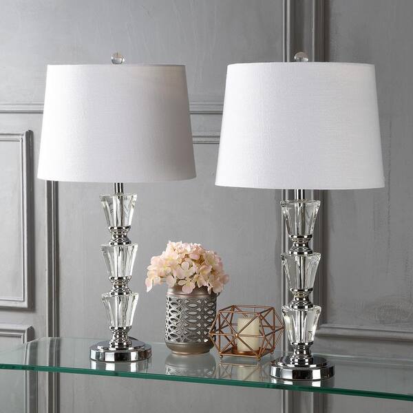 Claire 28.5 in. Crystal Table Lamp, Clear/Brass (Set of 2)