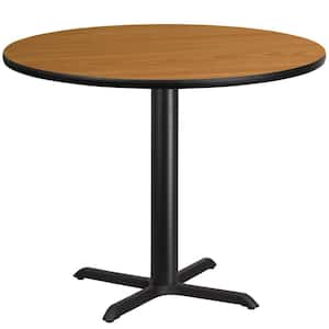 42 in. Round Natural Laminate Table Top with 33 in. x 33 in. Table Height Base