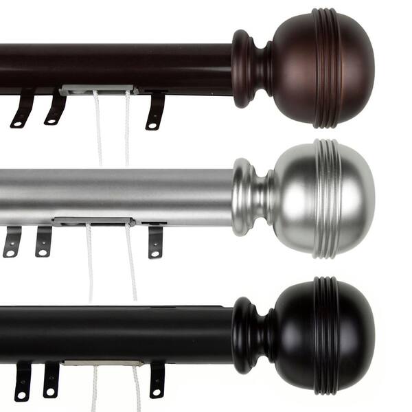 Rod Desyne 30 in. - 48 in. Jovian Decorative Traverse Rod with Sliders in Black