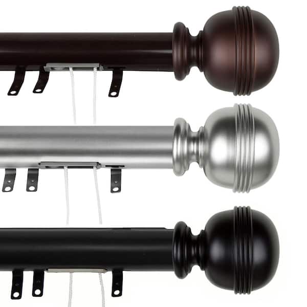 Rod Desyne 48 in. - 84 in. Jovian Decorative Traverse Rod with Sliders in Cocoa