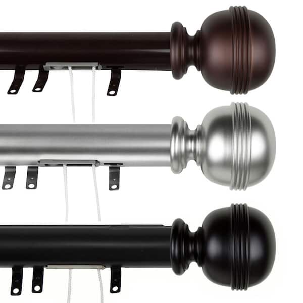 Rod Desyne 84 in. - 156 in. Jovian Decorative Traverse Rod with Sliders in Cocoa