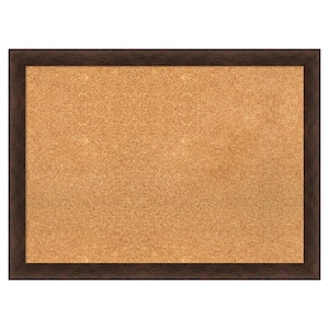 Warm Walnut Narrow Wood Framed Natural Corkboard 31 in. x 23 in. bulletin Board Memo Board