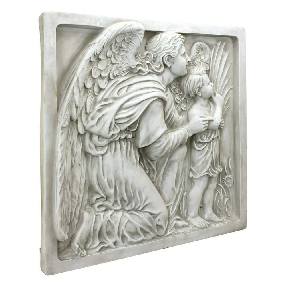 24" Antique Stone Resin Guiding Angel Wall Frieze