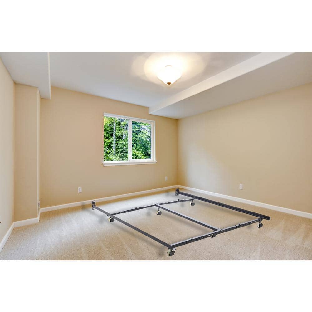 King Size Low-Profile Metal Box-Spring Frame with Large Rollers