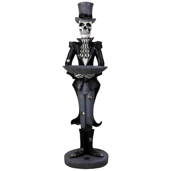 Skeleton Butler with Tray Standing Halloween Statue-4.5'