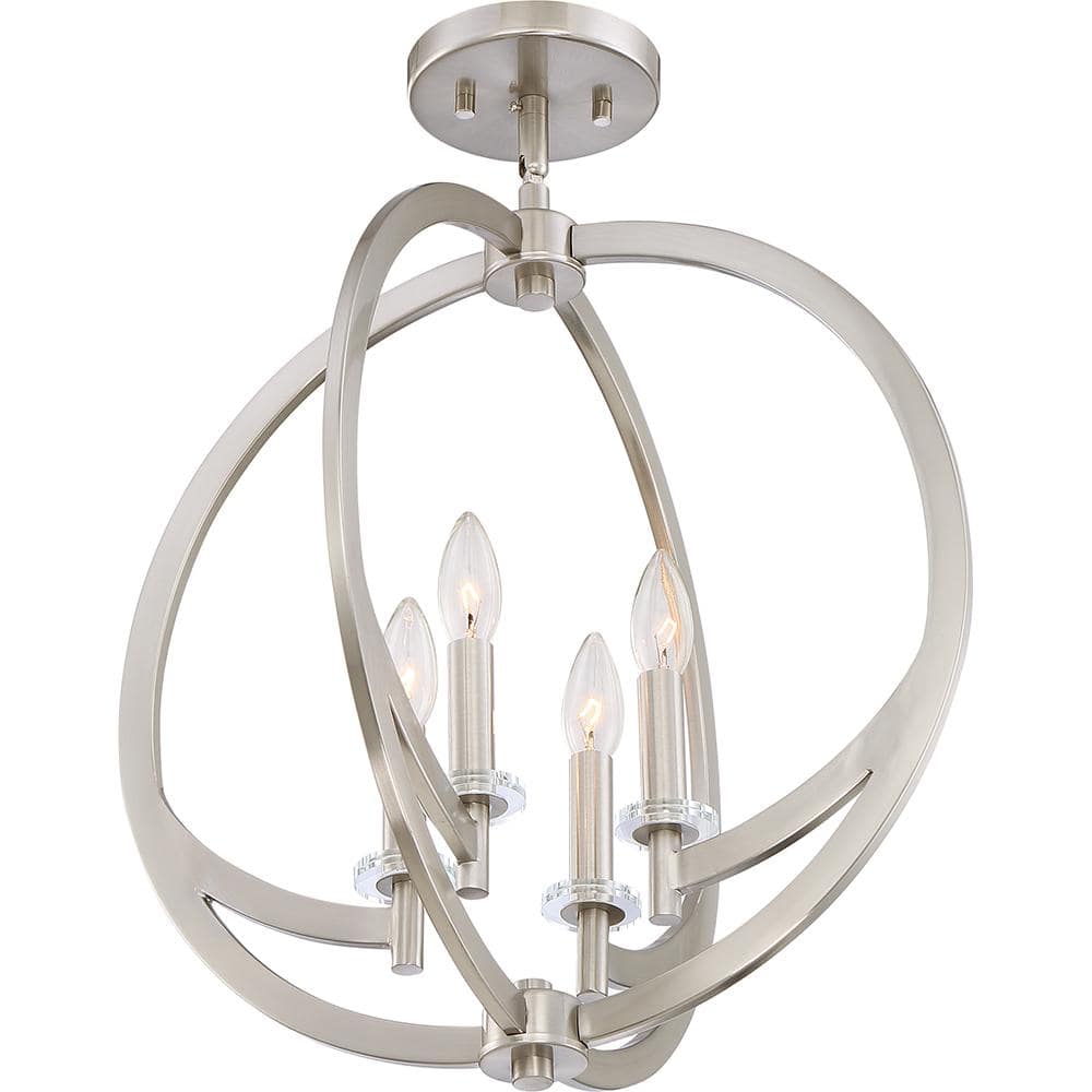 Brushed Nickel 18" Globe Pendant Light with Glass Shade