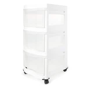 Classic White 27.75 in. x 13.2 in. x 15.5 in. 3-Drawer Storage Container Organizer Plastic Drawers