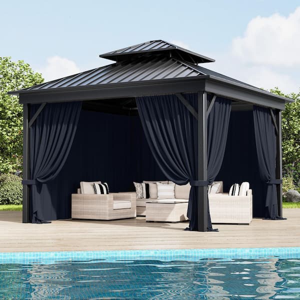 Kimunuk 10 ft. x 10 ft. Universal Outdoor Privacy Curtains, Gazebo