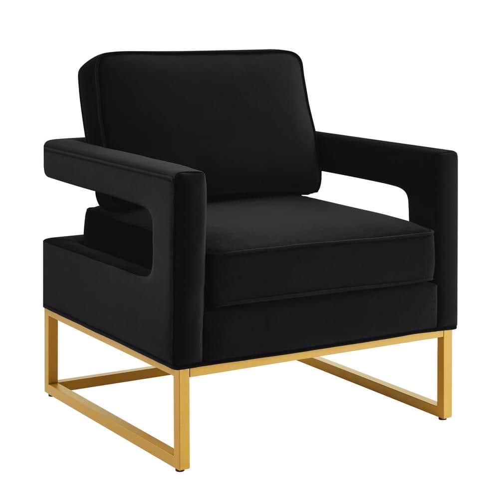 Black Elegant Velvet Accent Arm Chair Modern Upholstered Single Sofa Chair 