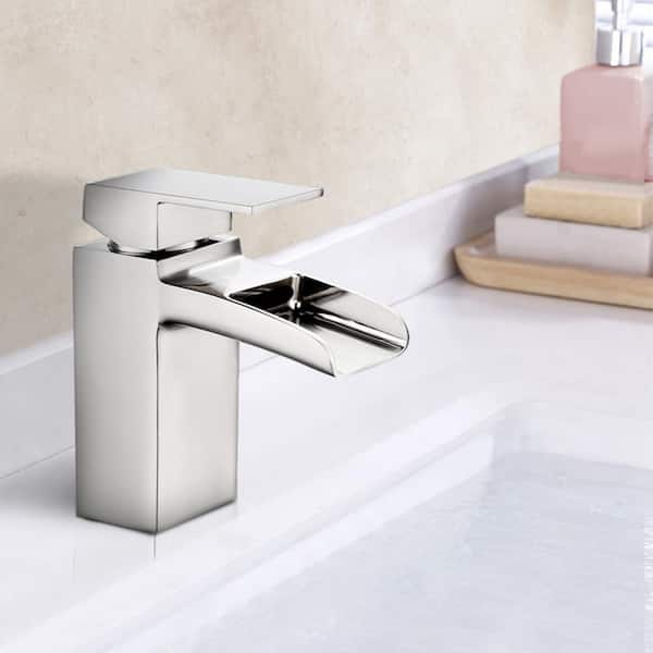 Satico Residential Single Handle Single Hole Bathroom Faucet in Brushed Nickel